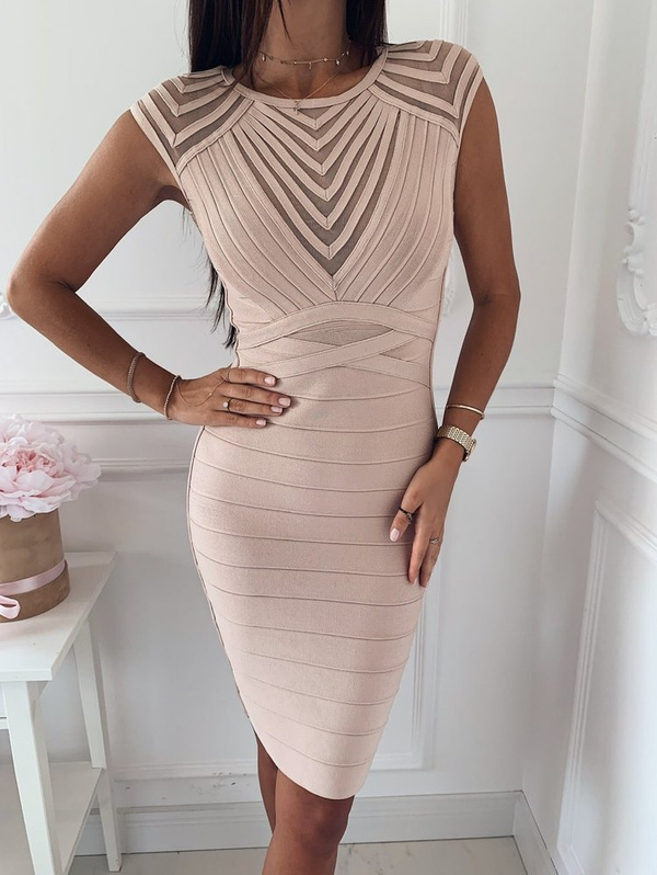 Sukienka bandażowa- beżowy