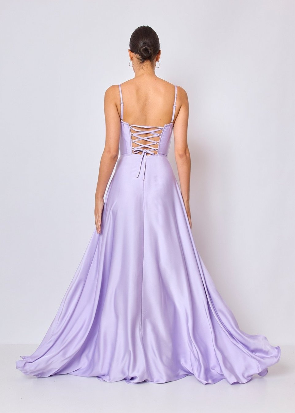 Elegancka MAXI Sukienka satynowa EMMA - lila