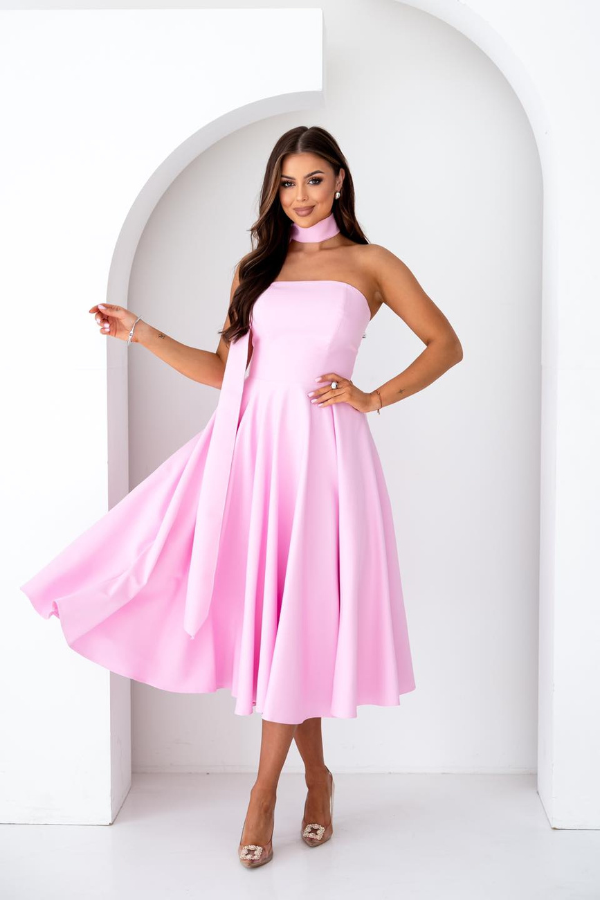 Elegancka gorsetowa midi Sukienka Asti rożowy