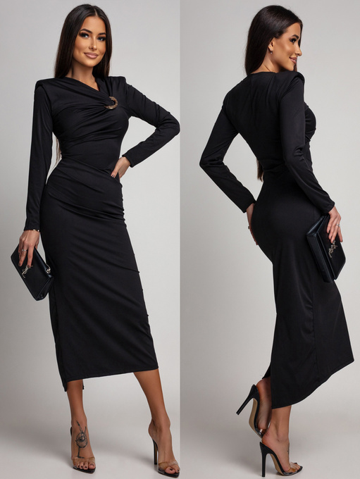 ELEGANCKA SUKIENKA MAXI  ZE ZDOBIENIEM Daisy  czarna