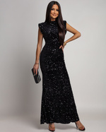 Elegancka Maxi Sukienka cekinowa Cavessa  czarny