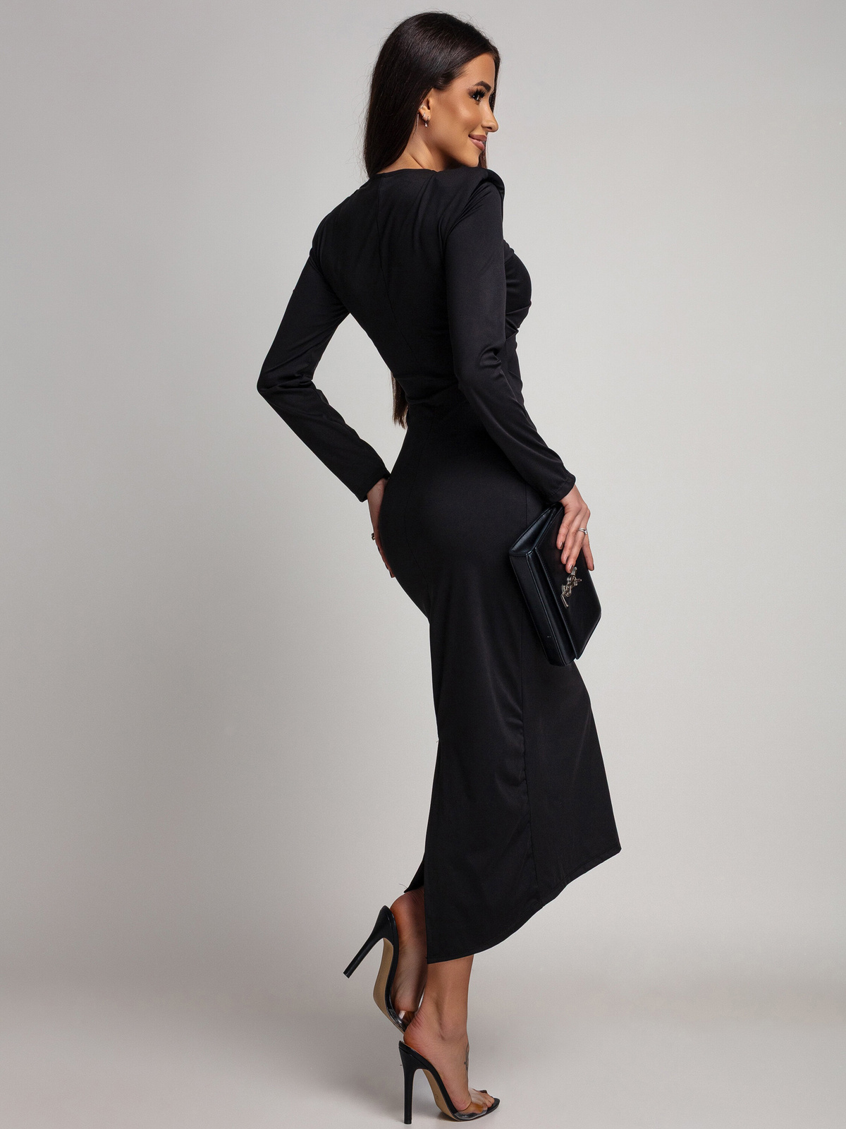 ELEGANCKA SUKIENKA MAXI  ZE ZDOBIENIEM Daisy  czarna