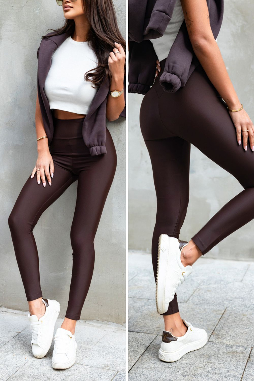 Czekoladowe Klasyczne Legginsy Push-up Naomar