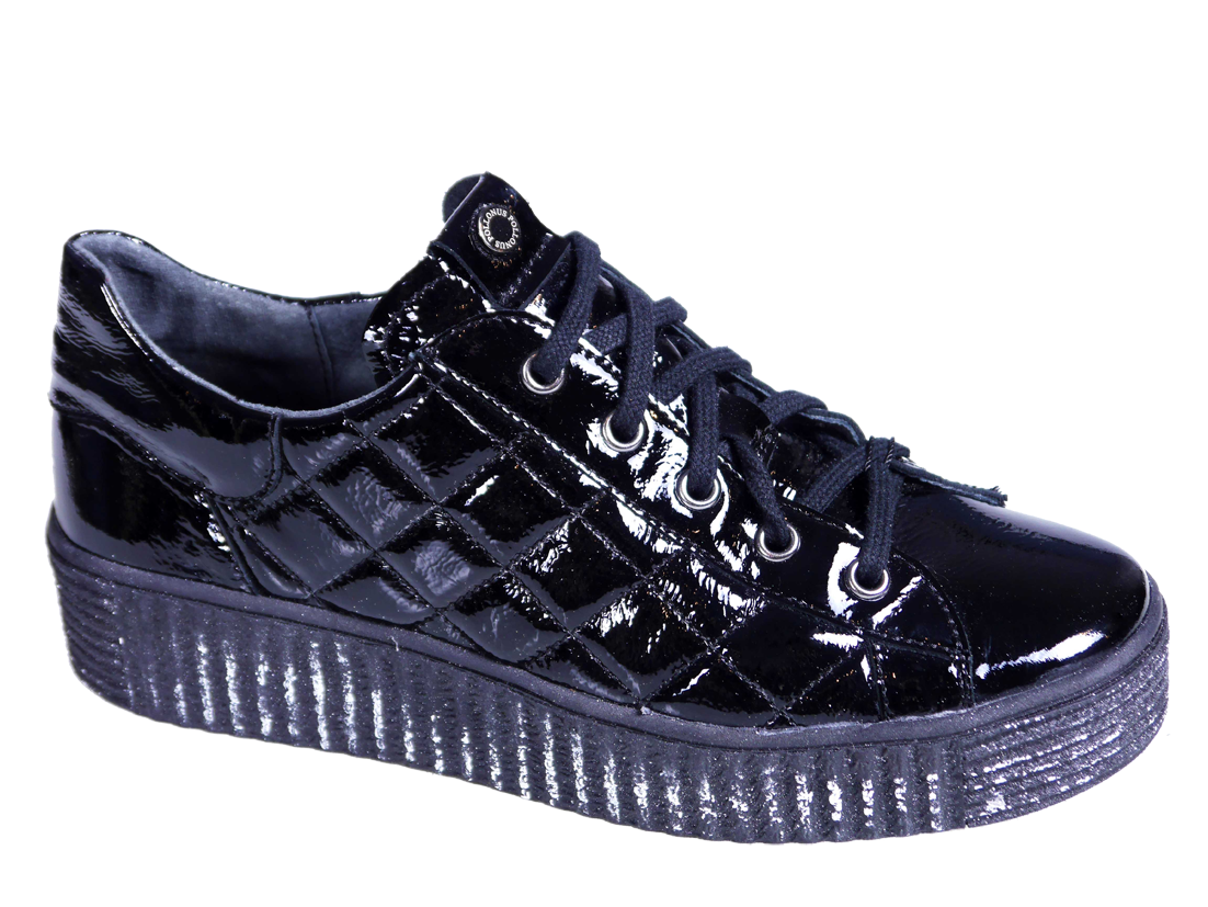 Sneakersy skórzane damskie  - czarny