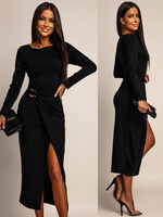 ELEGANCKA SUKIENKA MIDI ZE ZDOBIENIEM Ananya  czarna