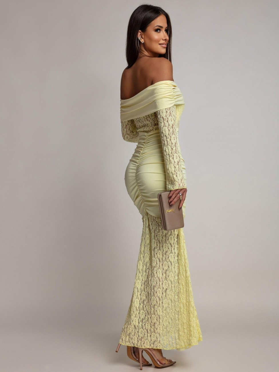 SUKIENKA MAXI HISZPANKA Z KORONKĄ Hannah żółta