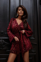 EleganckI Kombinezon Ruby w cekiny bordowy 
