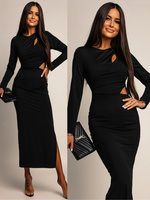 ELEGANCKA SUKIENKA MAXI Z WYCIĘCIEM ADA  czarna