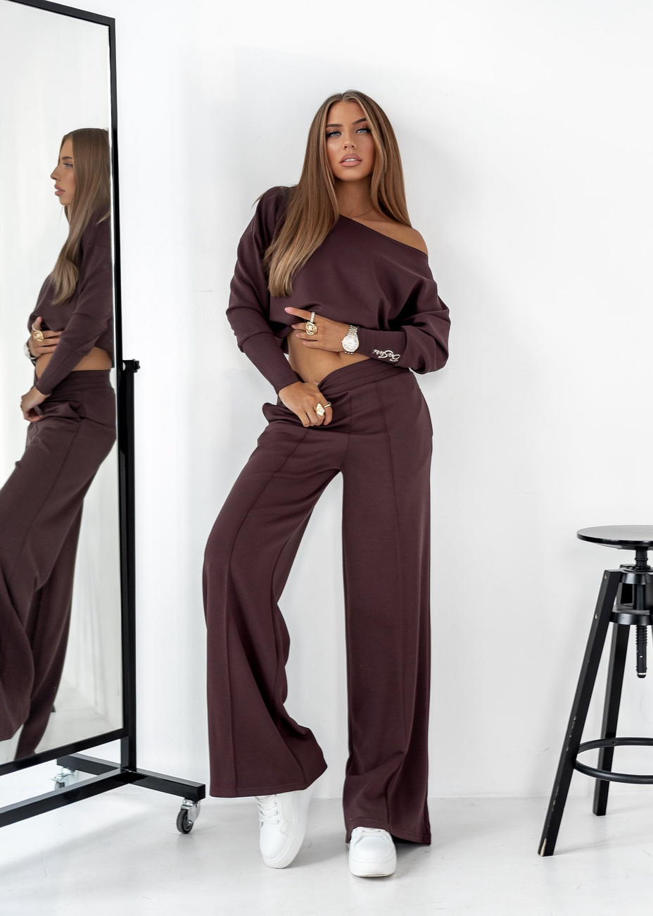 Dwuczęściowy dres damski oversize VIKI  polska produkcja czekoladowy 