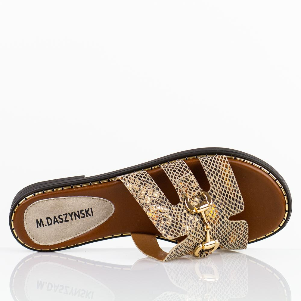 Klapki Suzi  eko skóra  złoty wąż