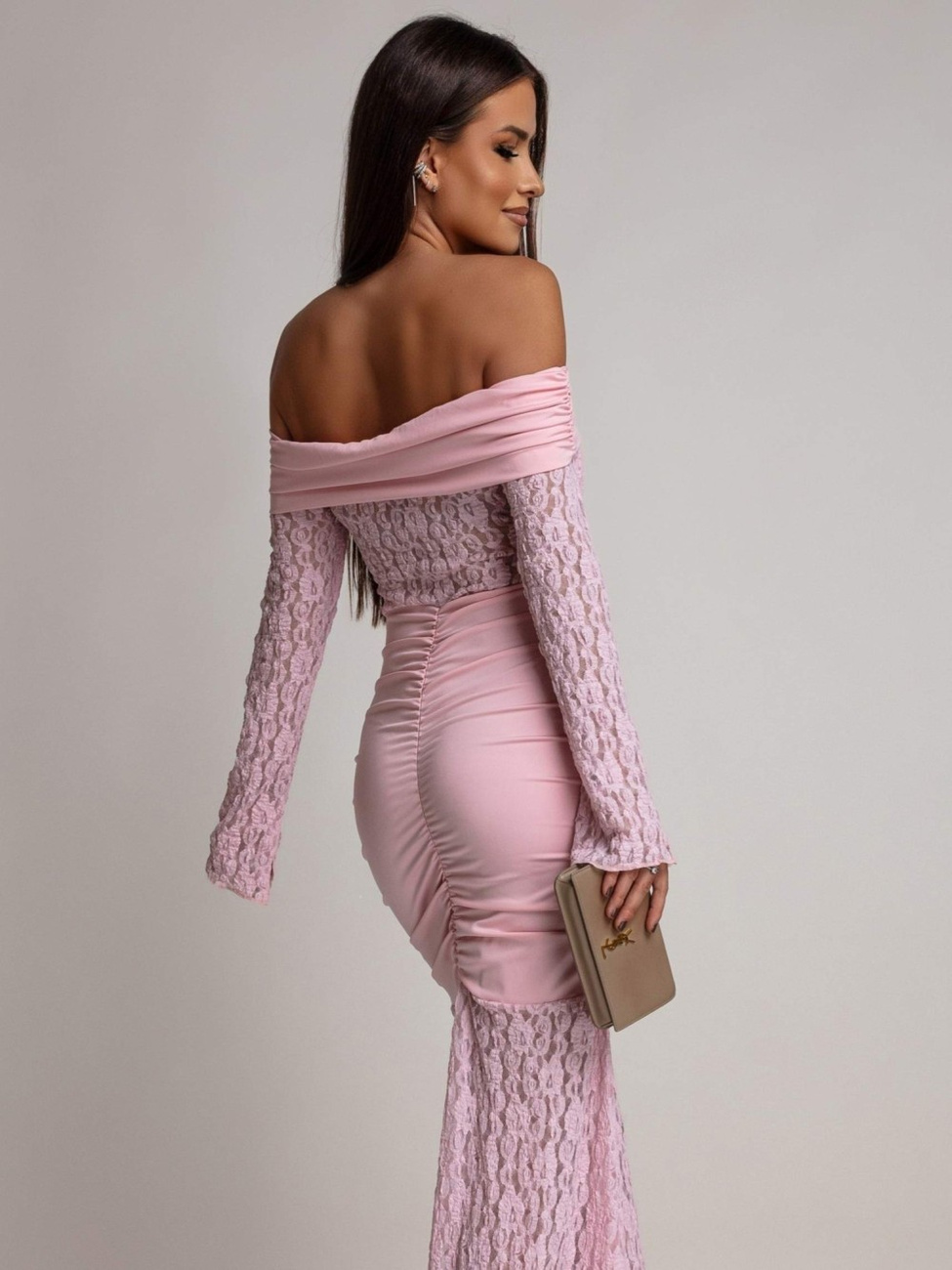 SUKIENKA MAXI HISZPANKA Z KORONKĄ Hannah rożowa