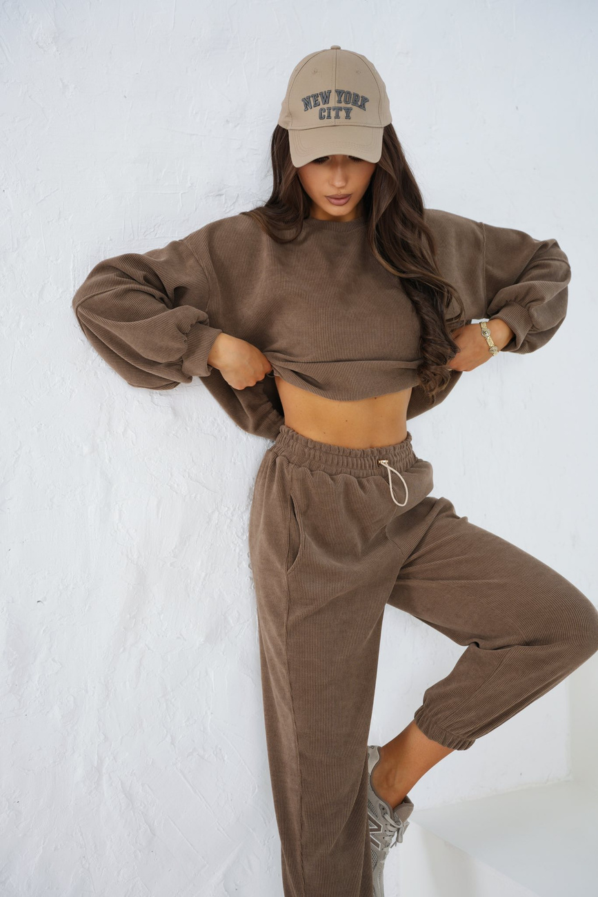 Komplet dresowy  2w1 PRĄŻKOWANY LION czekolada