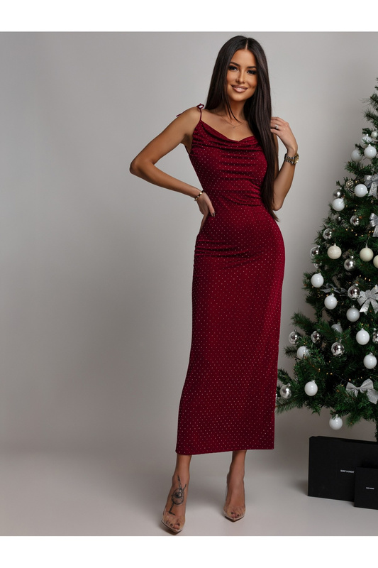 Elegancka Maxi Sukienka z odkrytami plecami Angela bordowy