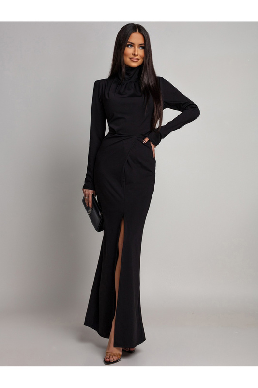 ELEGANCKA SUKIENKA MAXI Z Wycięciem Vella CZARNA