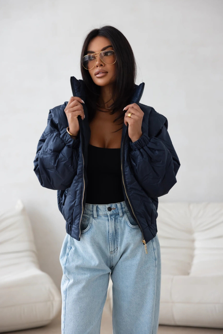 Kurtka pikowana oversize Camila granatowa