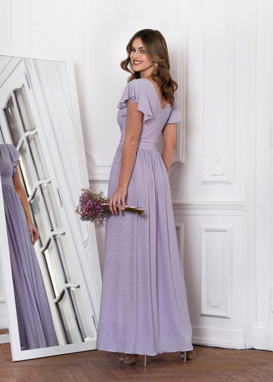 SUKIENKA Selena MAXI Z ROZCIĘCIEM - lilla
