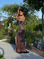 Elegancka  SUKIENKA MAXI PREMIUM Asha czekoladowy