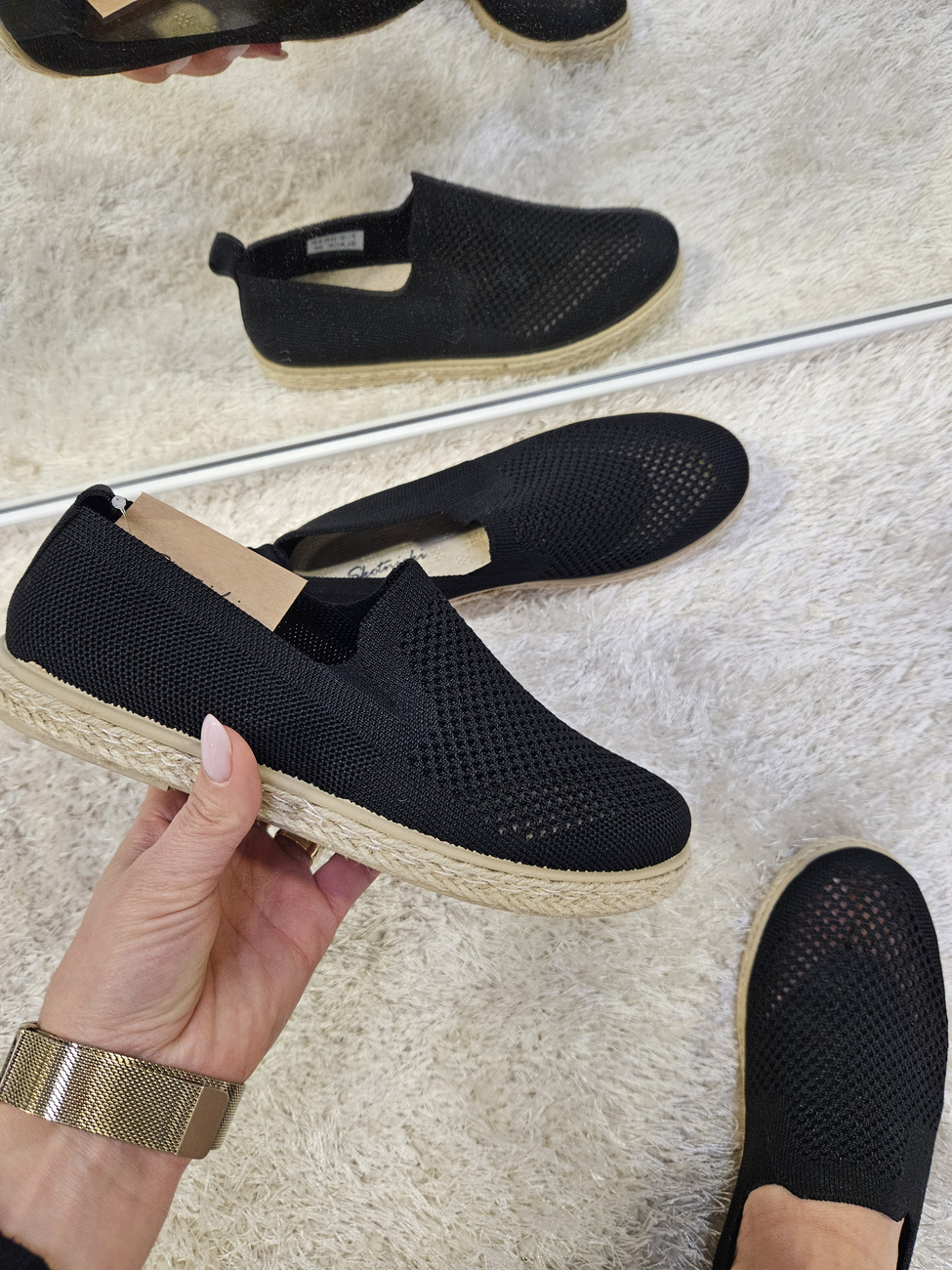 Damskie espadryle płaski obcas czarne 