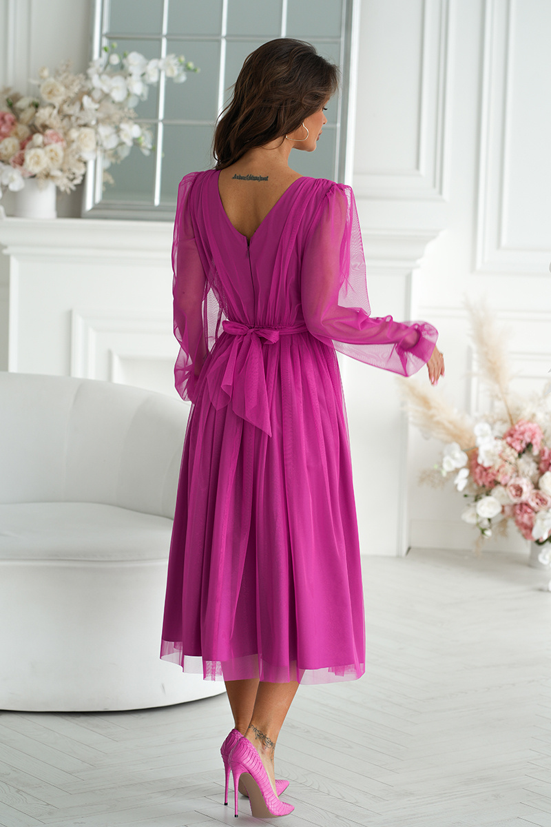 Elegancka SUKIENKA MIDI Z BROKATOWĄ SIATKĄ- biskupi