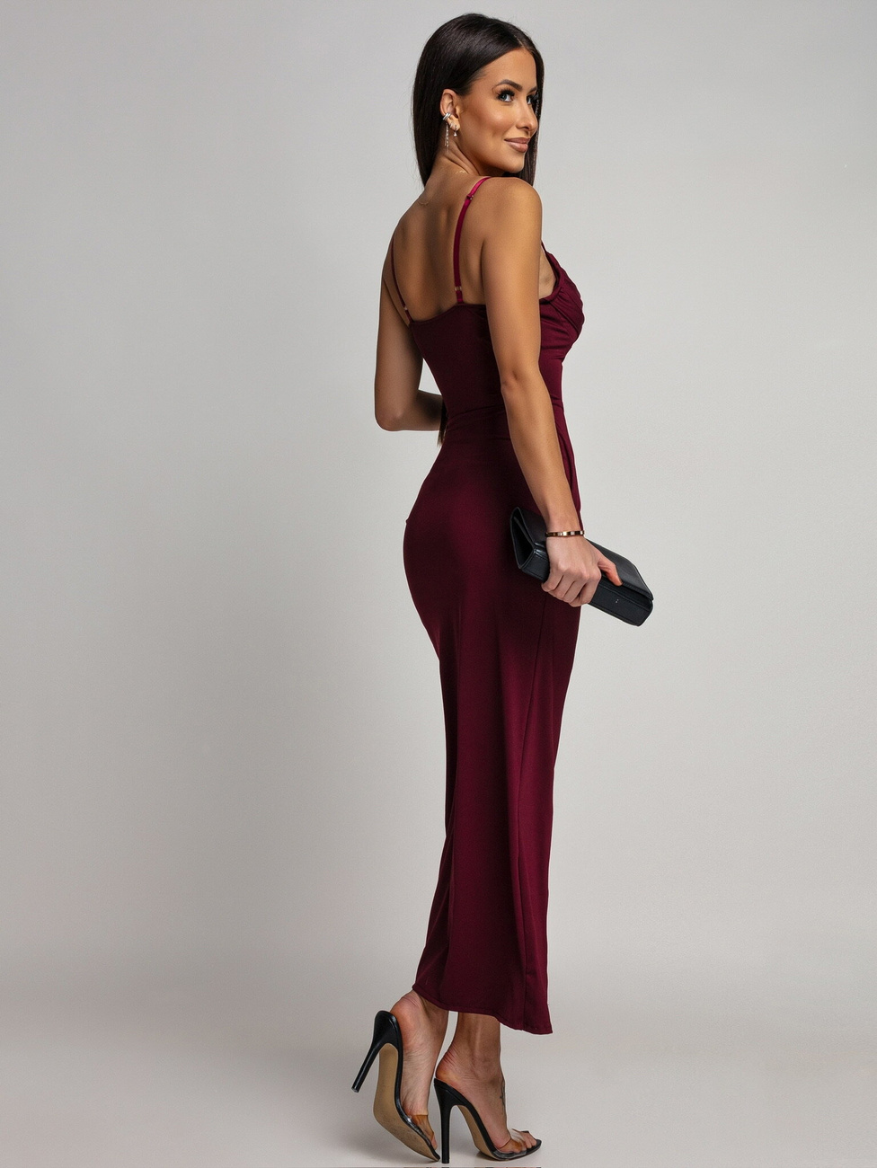 DOPASOWANA SUKIENKA MAXI Rachel  bordowa