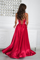 Elegancka Połyskująca Suknia Wieczorowa z Gorsetowym Sznurowaniem Ella czerwony