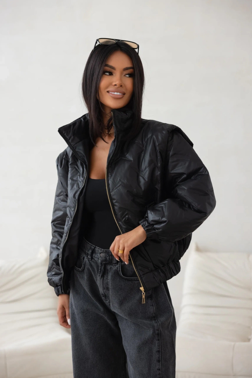 Kurtka pikowana oversize Camila czarna