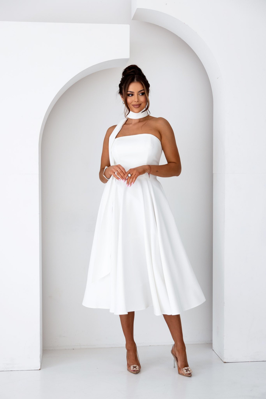 Elegancka gorsetowa midi Sukienka Asti biały