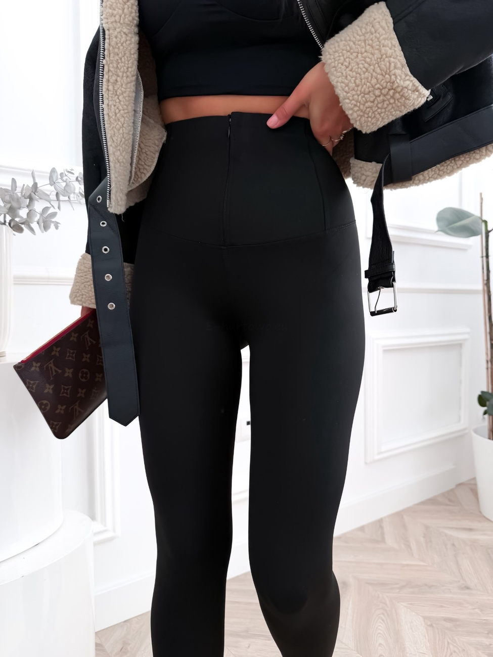 Legginsy damskie modelujące wysoki stan sportowe fitness trening casual