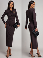 ELEGANCKA SUKIENKA MAXI  ZE ZDOBIENIEM Daisy  czekoladowa