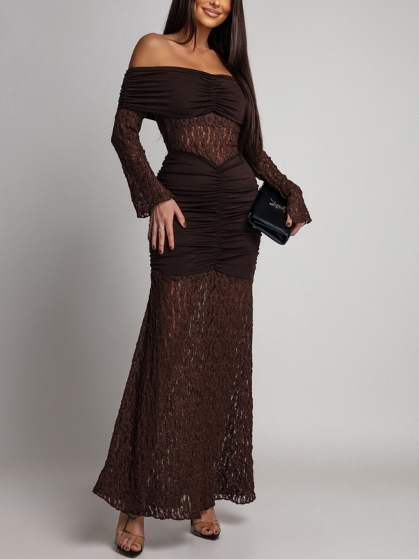 SUKIENKA MAXI HISZPANKA Z KORONKĄ Hannah czekoladowa