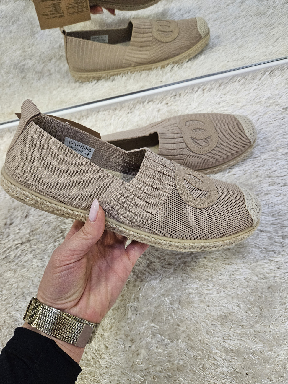 Damskie espadryle płaski obcas  jasny brązowy