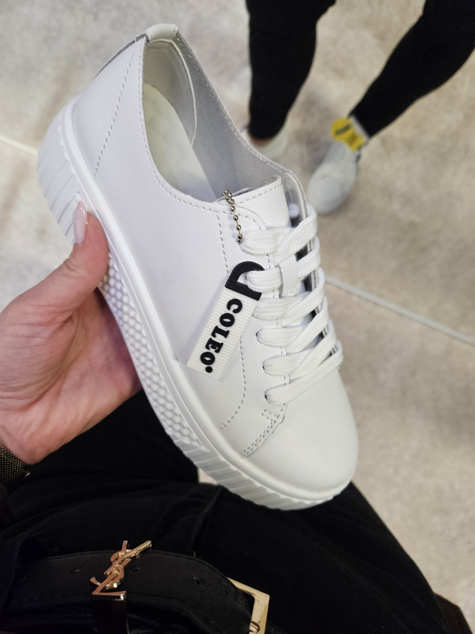 Skórzane  sneakersy półbuty damskie  na platformie białe