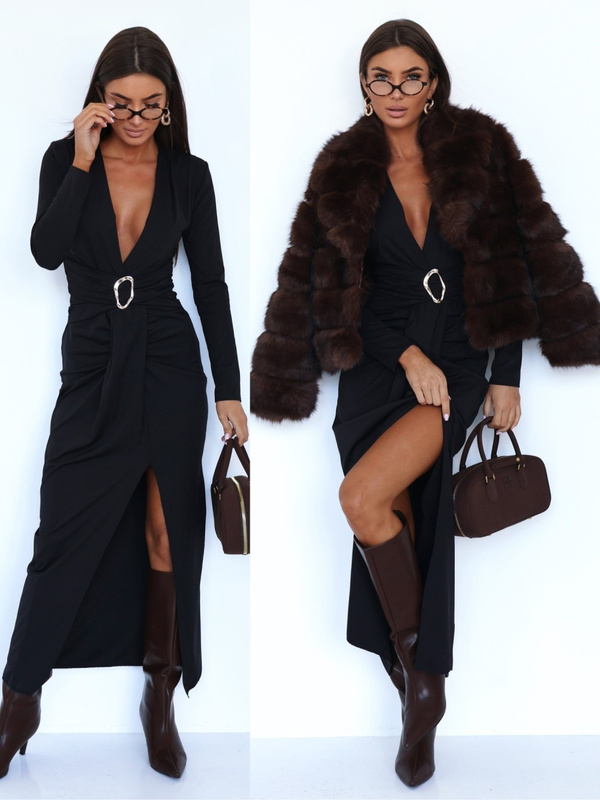 ELEGANCKA DOPASOWANA SUKIENKA MAXI Ava czarna