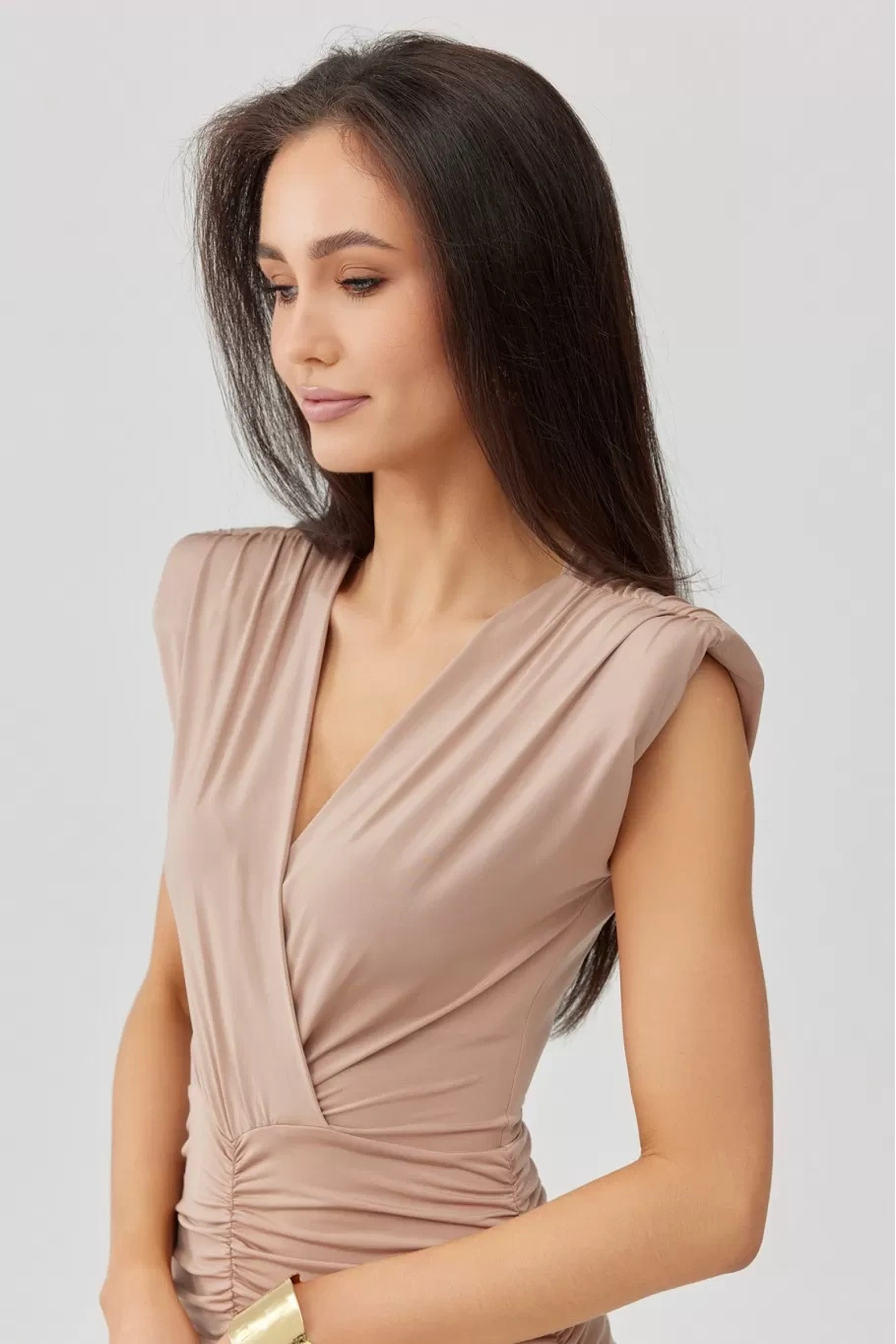 Noelia - sukienka maxi w kolorze cappuccino