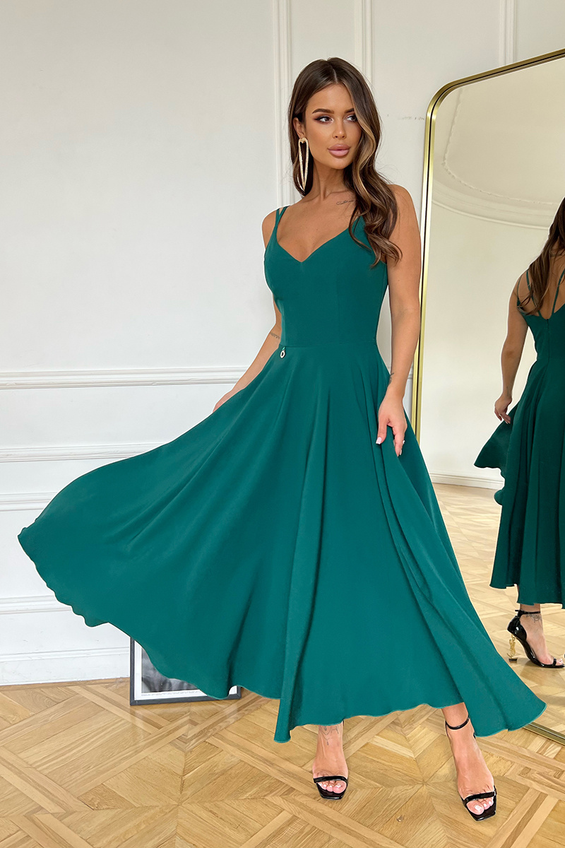 SUKIENKA MIDI NA RAMIĄCZKACH- zielony