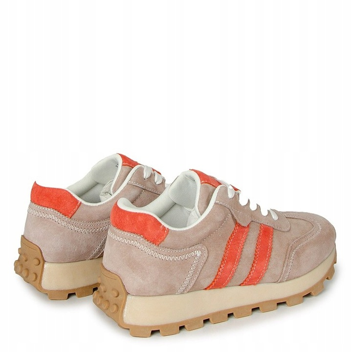 Zamszowe Sneakersy Damskie Na Platformie  beżowe