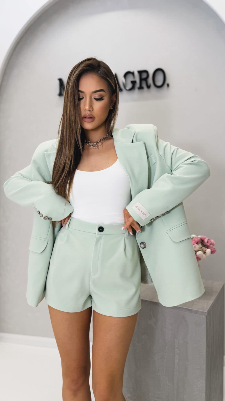 Spodenki eleganckie  Sindy  matcha