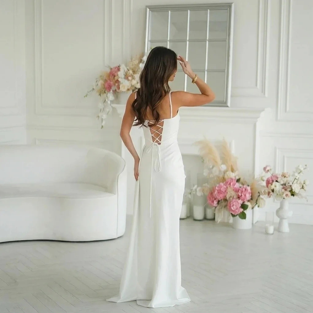 Sukienka Maxi Ecru Wieczorowa na Wesele z Rozcięciem