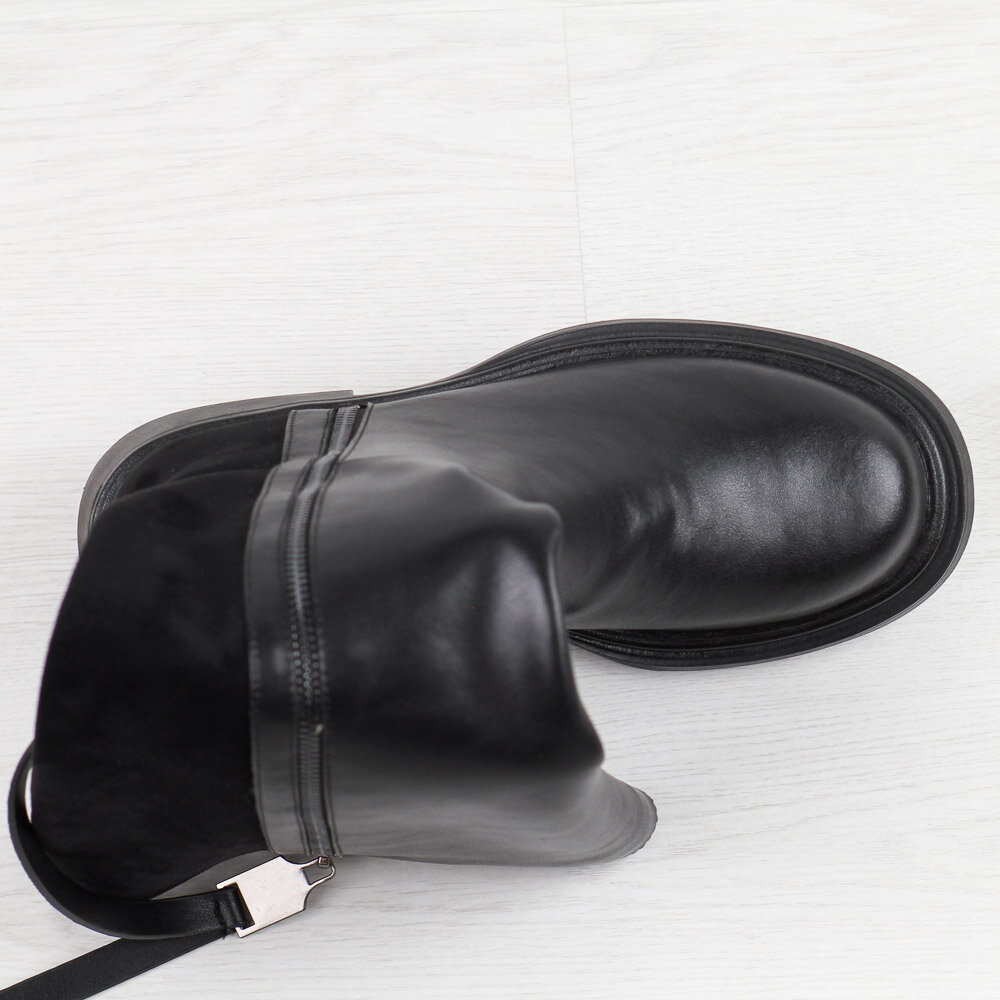 Eleganckie Kozaki ze Skóry Naturalnej czarne