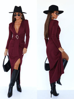 ELEGANCKA DOPASOWANA SUKIENKA MAXI Ava bordowa