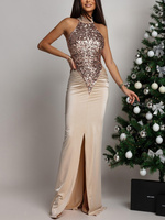 ELEGANCKA SUKIENKA MAXI Z CEKINAMI Iman  Złota