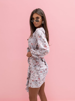 Elegancka Sukienka FLOWERS z długim rękawem kwiaty