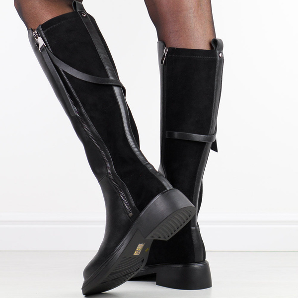 Eleganckie Kozaki ze Skóry Naturalnej czarne