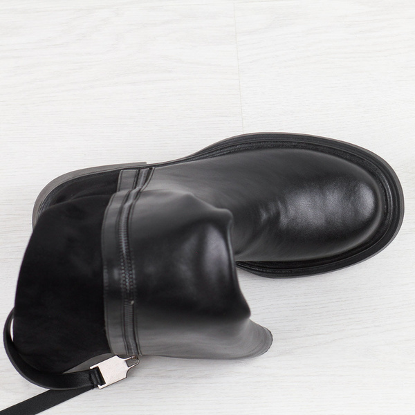 Eleganckie Kozaki ze Skóry Naturalnej czarne