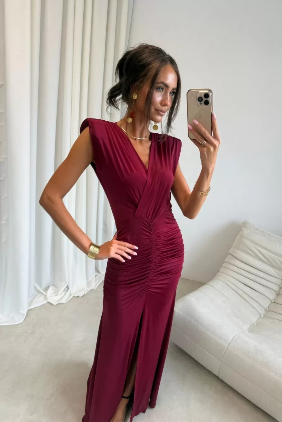 Noelia - sukienka maxi w kolorze bordowym