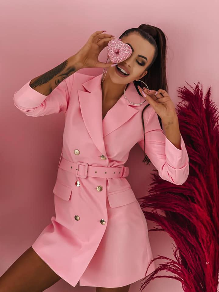 Sukienko Marynarka Long - różowy