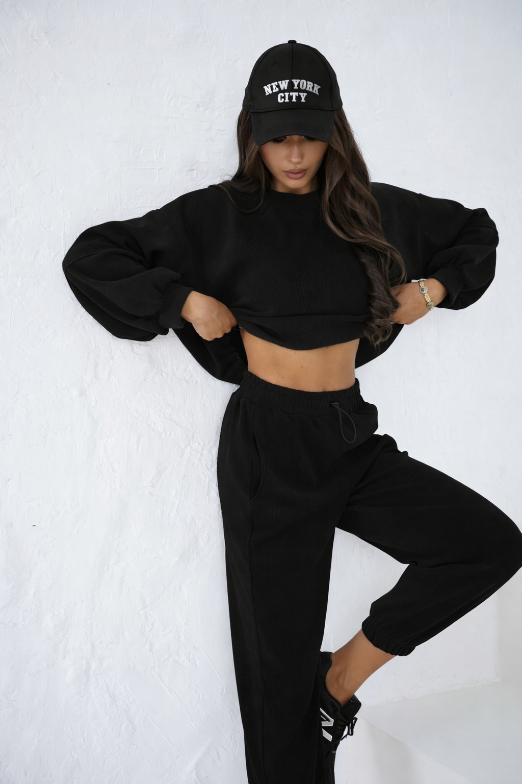 Komplet dresowy  2w1 PRĄŻKOWANY LION czarny