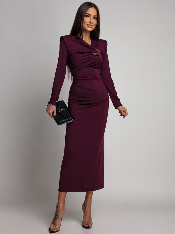 ELEGANCKA SUKIENKA MAXI  ZE ZDOBIENIEM Daisy  bordowa