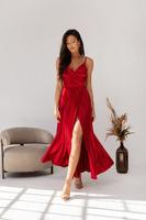 Sukienka  wieczorowa Stella Maxi satin-czerwony