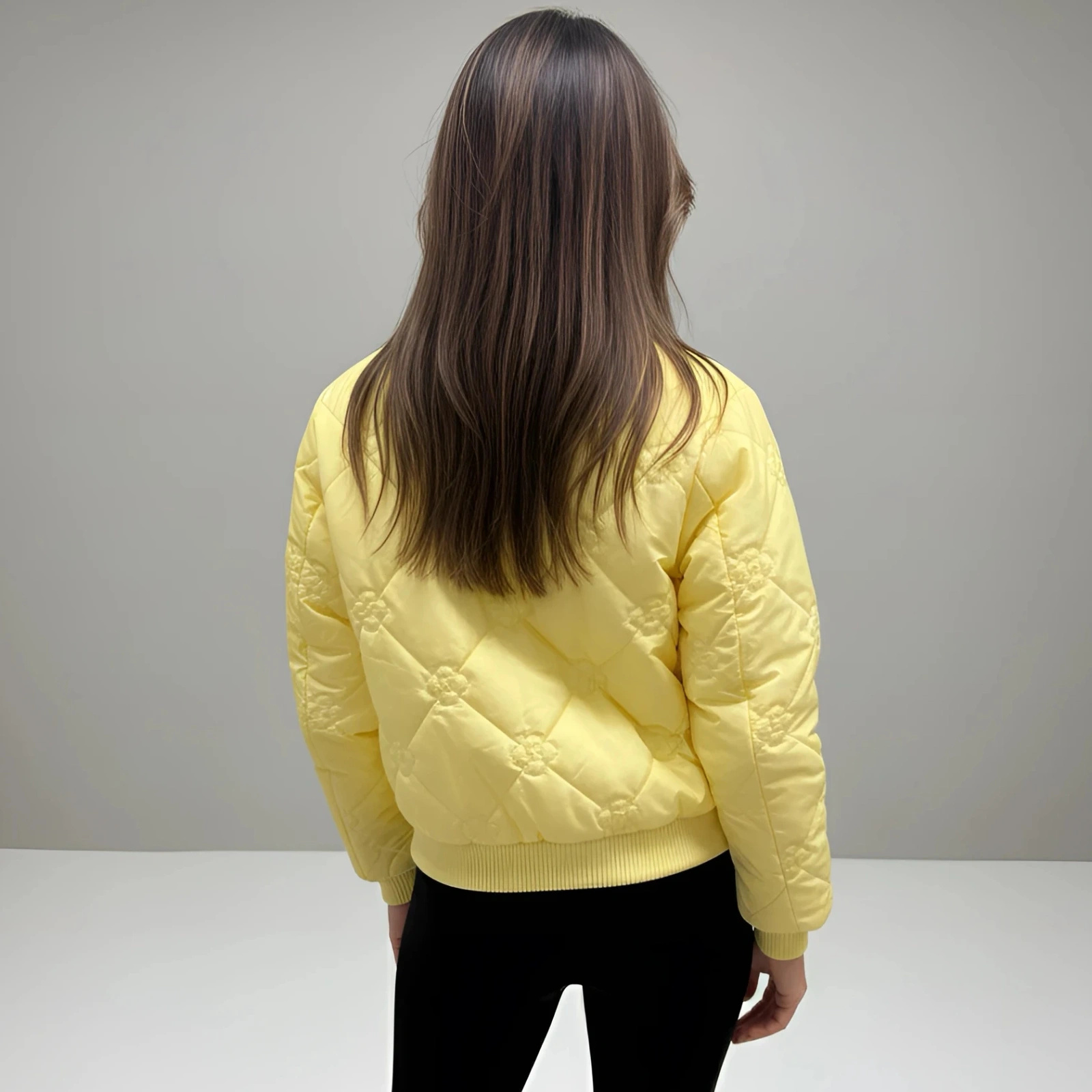 Kurtka bomberka damska pikowana żółta wiosenna przejściowa nylon
